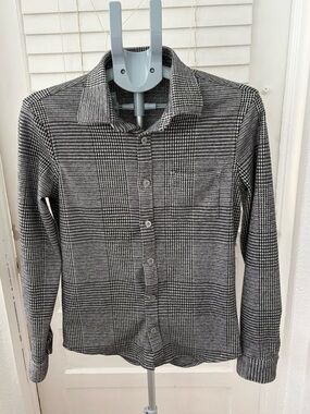 Express Plaid Knit Shacket Shirt Jacket Black White Women’s Small